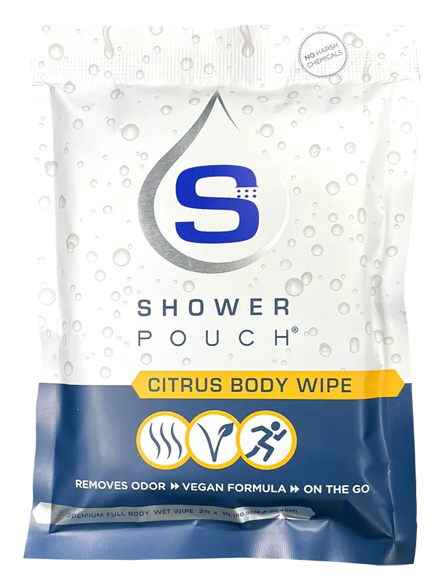 10-pack Shower Pouch XL (2' x 1') Body Wipes