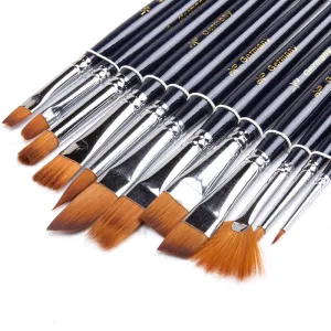 12 PCs Paint Brushes Tube Nylon Wool Multi-Shape Watercolor Pens Set