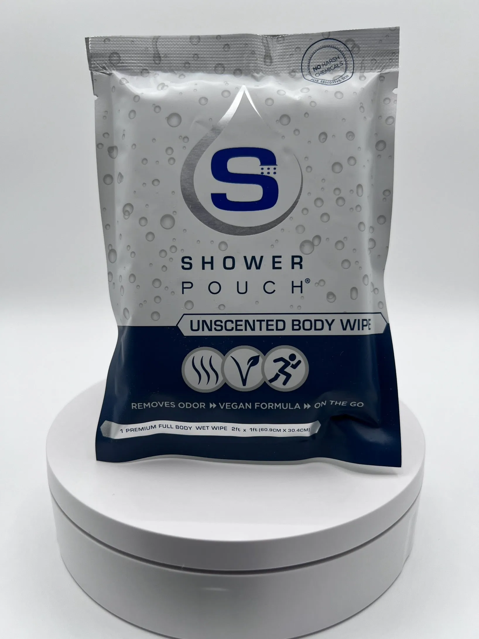 20-pack Shower Pouch XL (2' x 1') Body Wipes