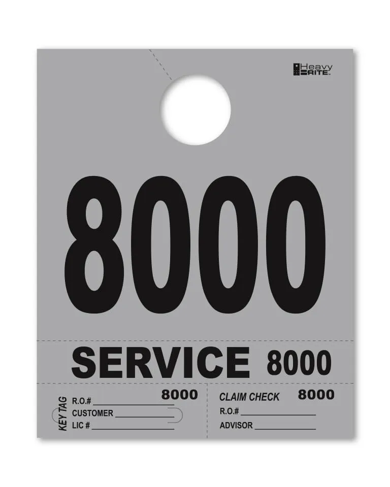 4 Part Heavy-Brite Premium Service Dispatch Numbers - Efficient Dispatch Management with Gray Bold Numbers, Customizable, Matching Key Tags, Claim Checks