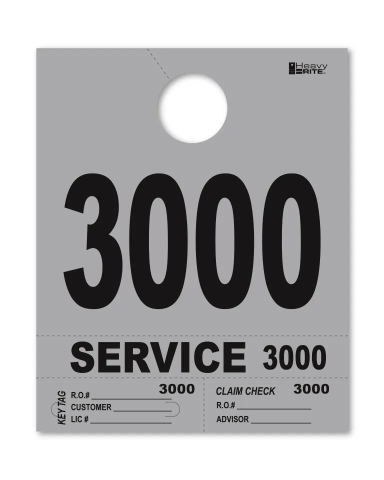 4 Part Heavy-Brite Premium Service Dispatch Numbers - Efficient Dispatch Management with Gray Bold Numbers, Customizable, Matching Key Tags, Claim Checks