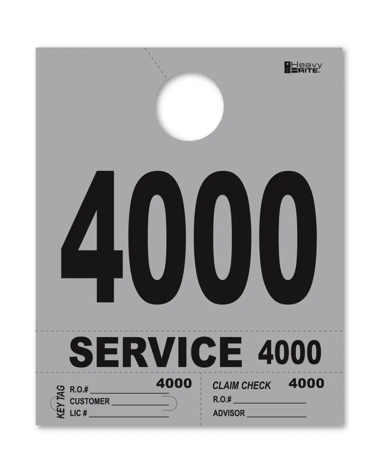 4 Part Heavy-Brite Premium Service Dispatch Numbers - Efficient Dispatch Management with Gray Bold Numbers, Customizable, Matching Key Tags, Claim Checks