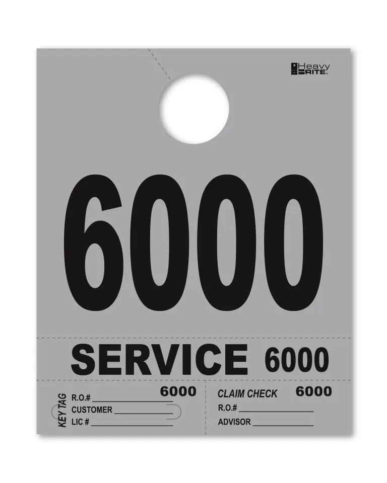 4 Part Heavy-Brite Premium Service Dispatch Numbers - Efficient Dispatch Management with Gray Bold Numbers, Customizable, Matching Key Tags, Claim Checks