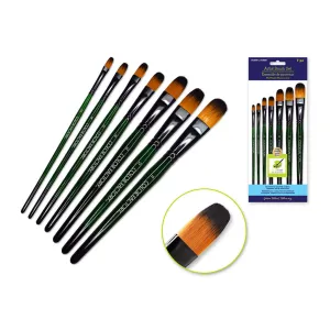 Artist Brush Set: 'Fierce' Art Set Wood Handle-Filbert, x7