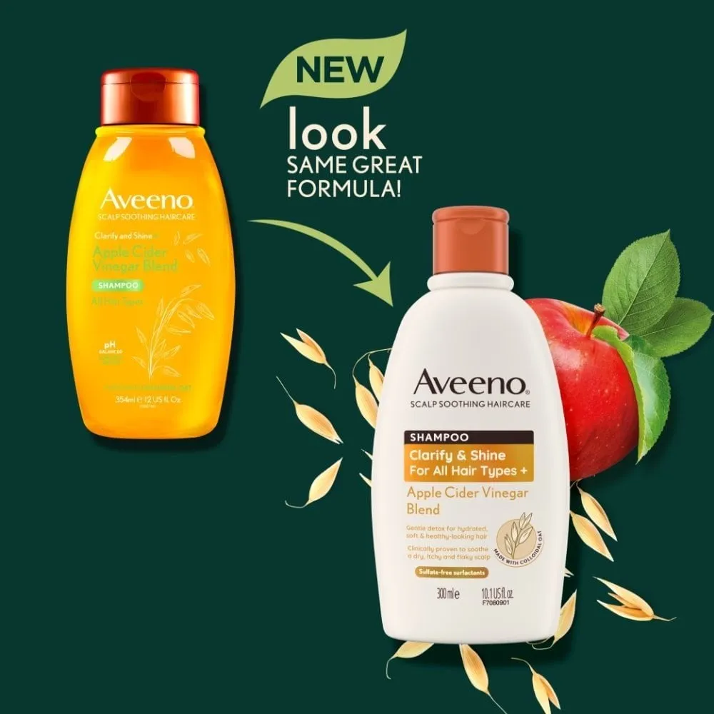 Aveeno Clarify and Shine  Apple Cider Vinegar Blend Shampoo & Conditioner Twin 2 x 300ml