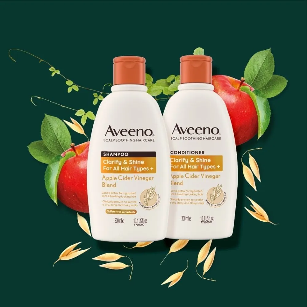 Aveeno Clarify and Shine  Apple Cider Vinegar Blend Shampoo & Conditioner Twin 2 x 300ml