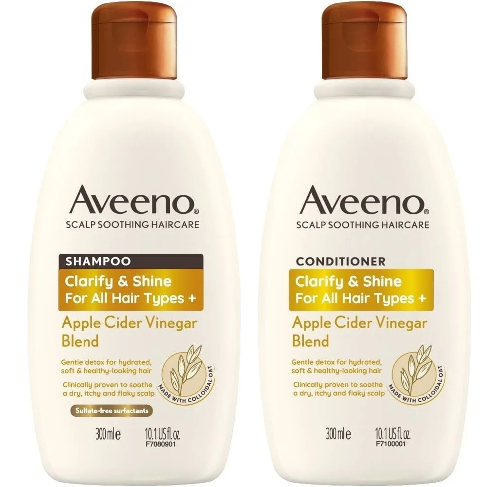 Aveeno Clarify and Shine  Apple Cider Vinegar Blend Shampoo & Conditioner Twin 2 x 300ml