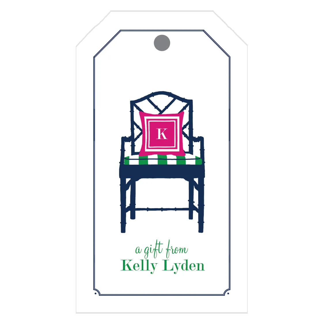 Bamboo Navy Blue Chippendale Chair Gift Tags