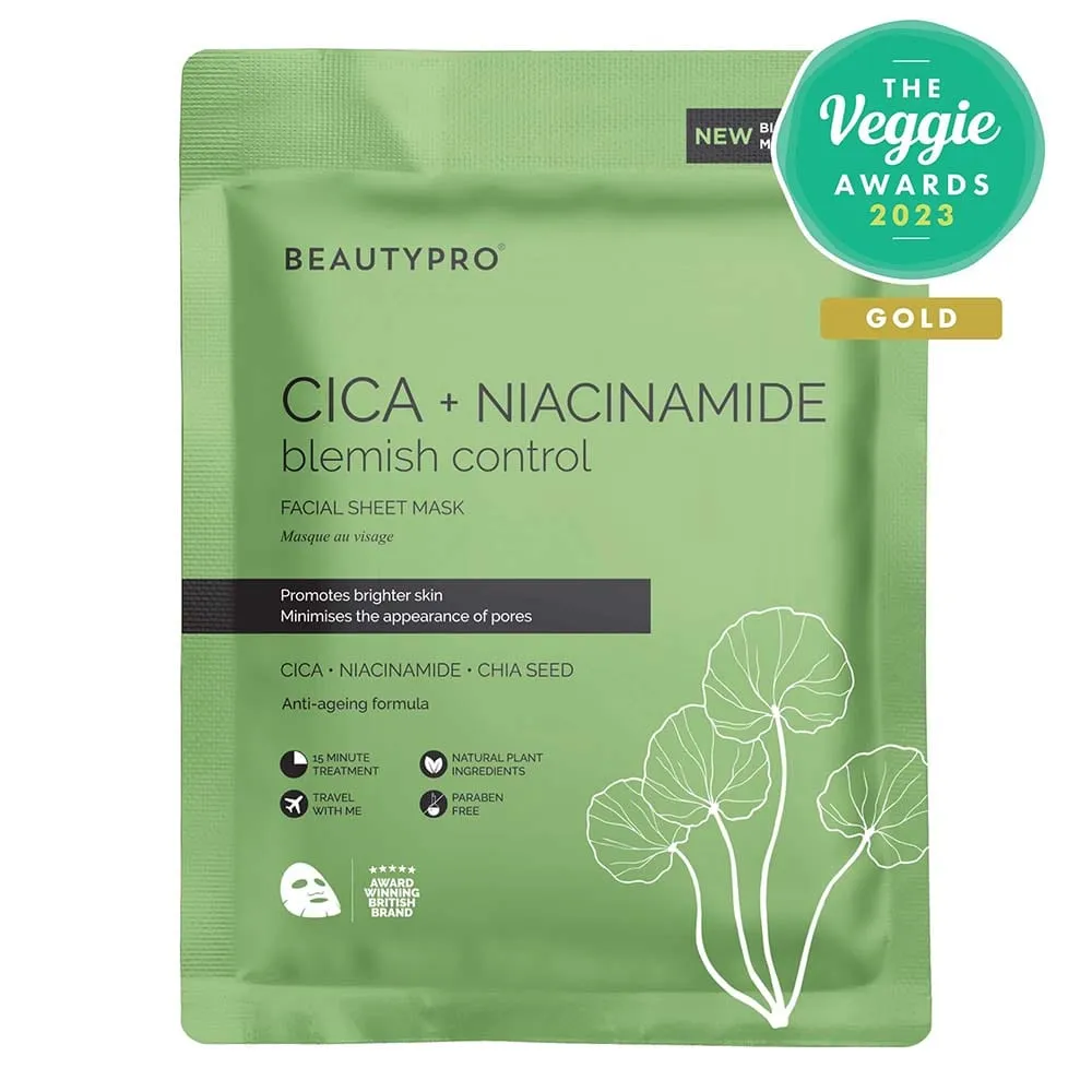 BEAUTYPRO Cica   Niacinamide Biodegradable Facial Sheet Mask