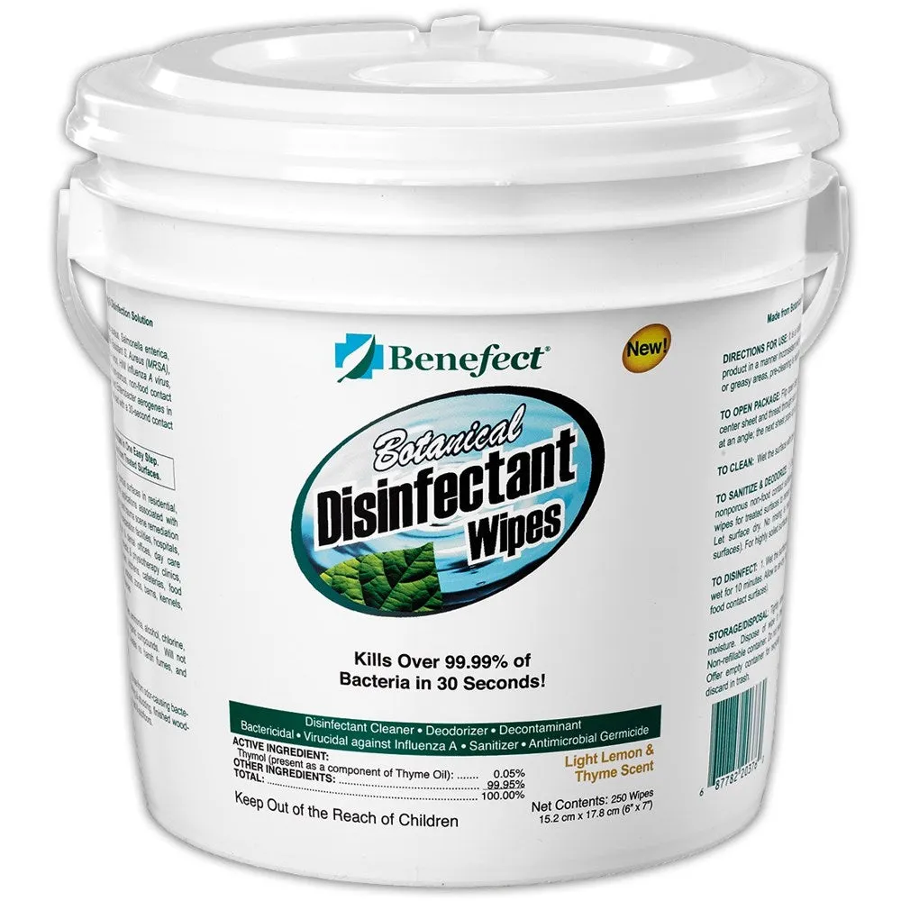 Benefect Botanical Disinfectant Biodegradable Wipes 250 Pack