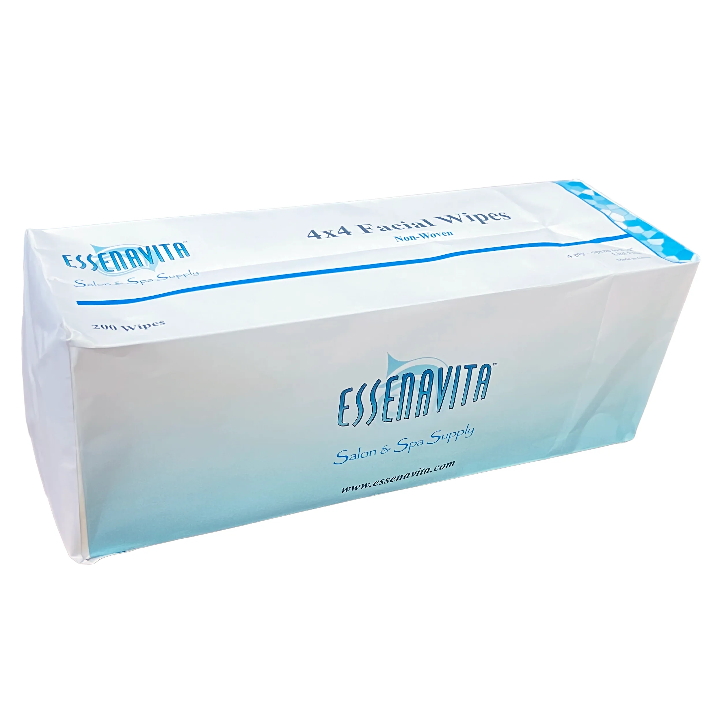 Biodegradable Essenavita smooth 4x4 esthetic  facial wipes 100% Rayon