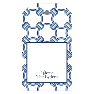 Blue and White Circle Link Personalized Gift Tags