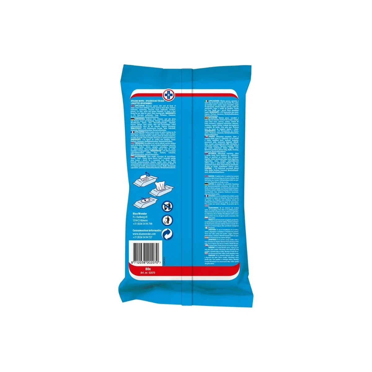 Blue Wonder Power Hygiene Wipes 80 Sheets