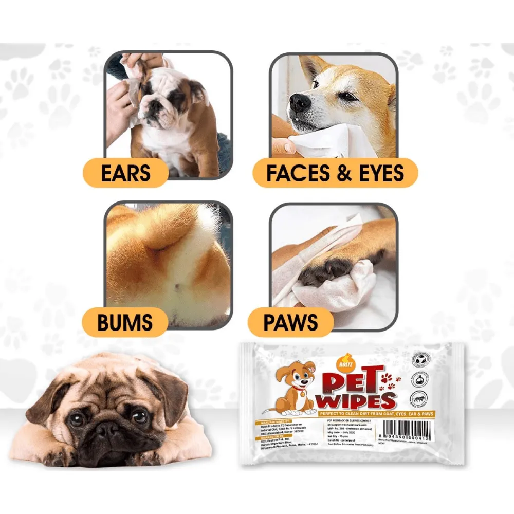 Boltz Grooming Wipes for Pets (Pack of 3)