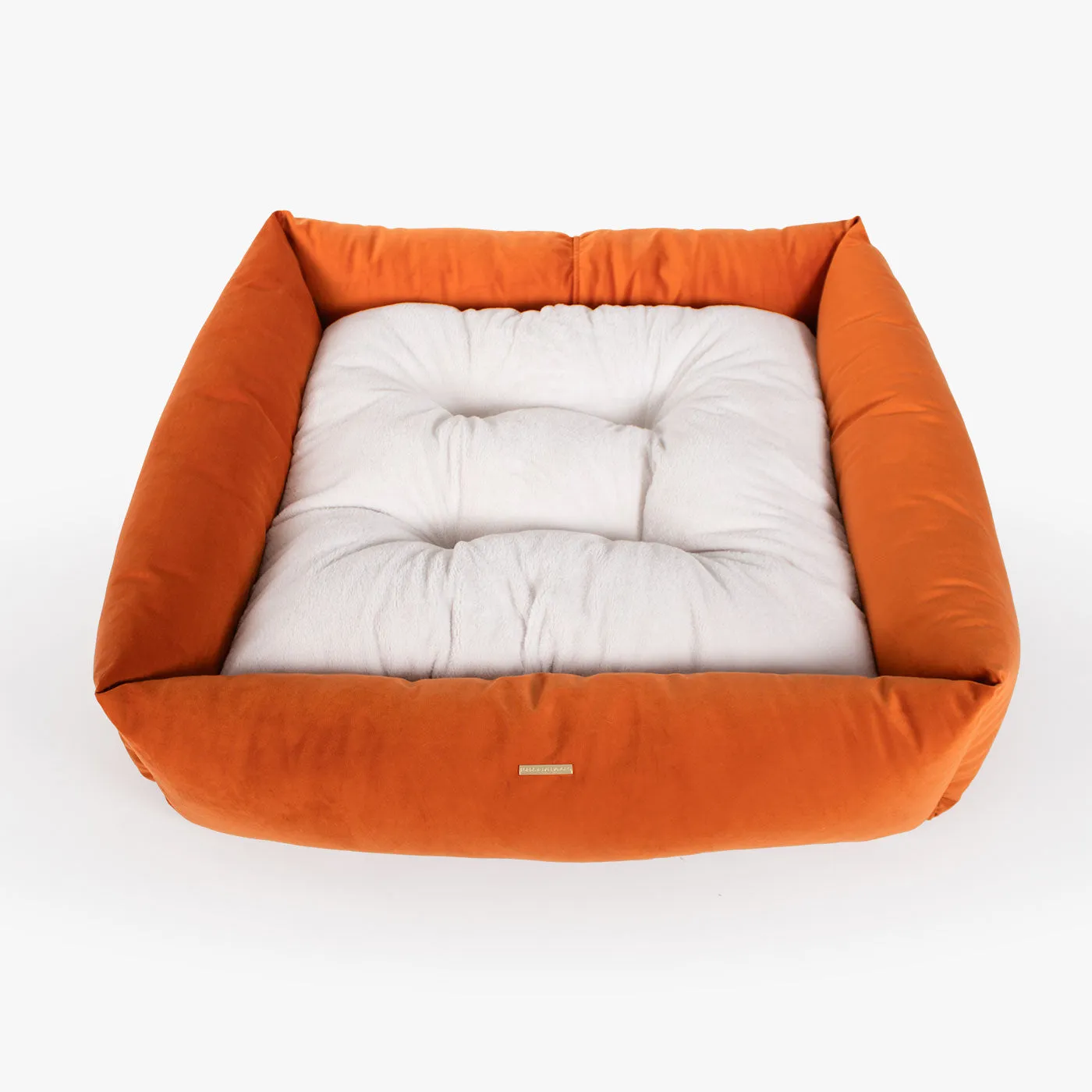 Box Bed With Removable Covers In Pumpkin Velvet by Lords & Labradors