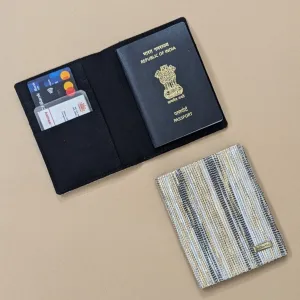 Cassette Tape Brown and Golden Shimmery Striped Upcycled Handwoven Passport Cover (PC1224-010) PS_W