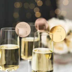 Champagne Glass Name Tags - Round