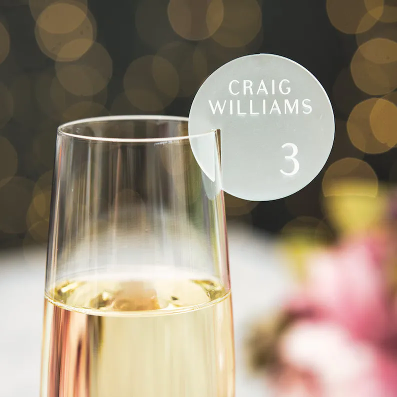 Champagne Glass Name Tags - Round