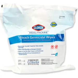 Clorox® Healthcare™ Bleach Germicidal Wipes, Unscented, 110 Wipes/Refill, 2 Refill/Carton