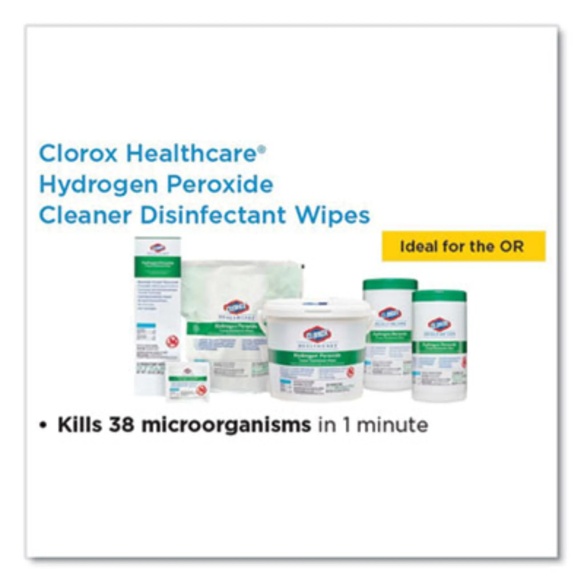 CLOROX SALES CO. CLO30825 Hydrogen Peroxide Cleaner Disinfectant Wipes, 5.75 x 6.75, Unscented, White, Canister of 155, Carton of 6 Canisters