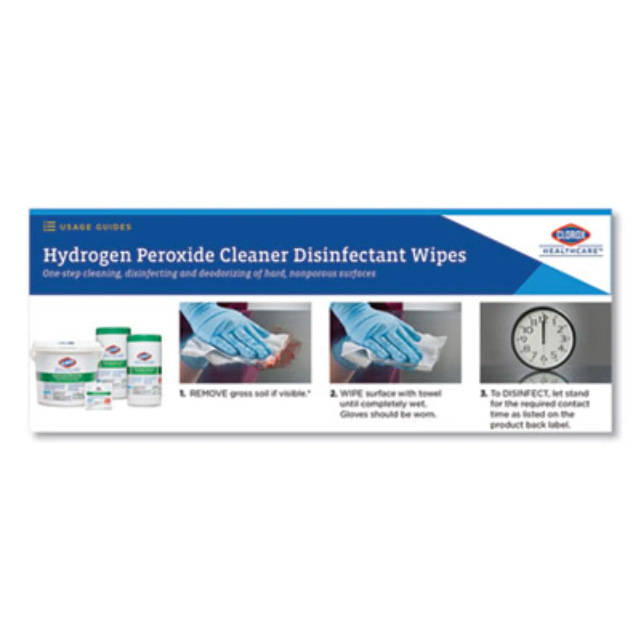 CLOROX SALES CO. CLO30825 Hydrogen Peroxide Cleaner Disinfectant Wipes, 5.75 x 6.75, Unscented, White, Canister of 155, Carton of 6 Canisters