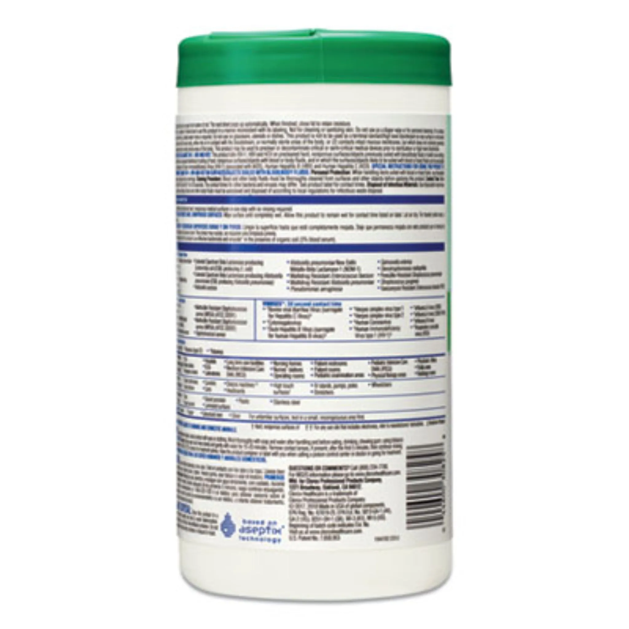 CLOROX SALES CO. CLO30825 Hydrogen Peroxide Cleaner Disinfectant Wipes, 5.75 x 6.75, Unscented, White, Canister of 155, Carton of 6 Canisters