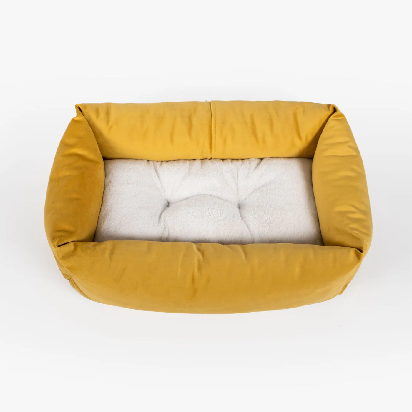 Cosy & Calming Puppy Crate Bed With Removable Covers In Saffron Velvet by Lords & Labradors