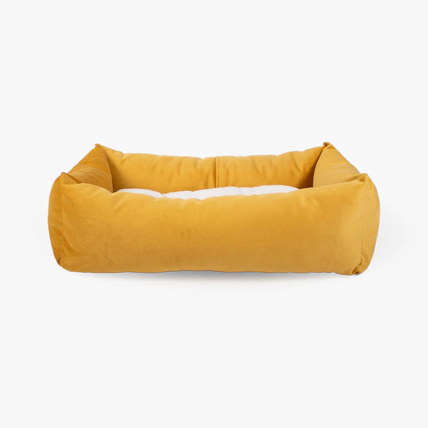 Cosy & Calming Puppy Crate Bed With Removable Covers In Saffron Velvet by Lords & Labradors