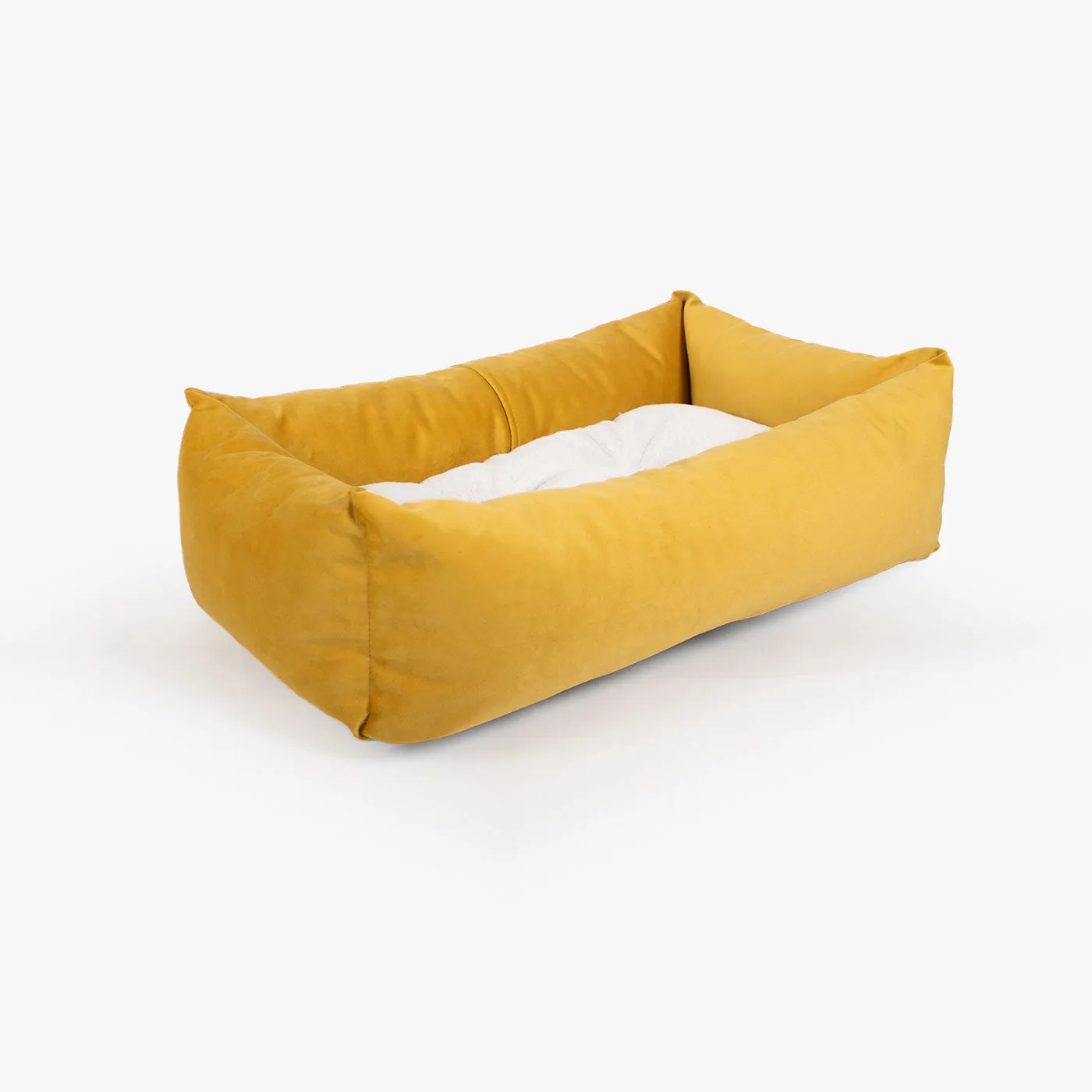 Cosy & Calming Puppy Crate Bed With Removable Covers In Saffron Velvet by Lords & Labradors