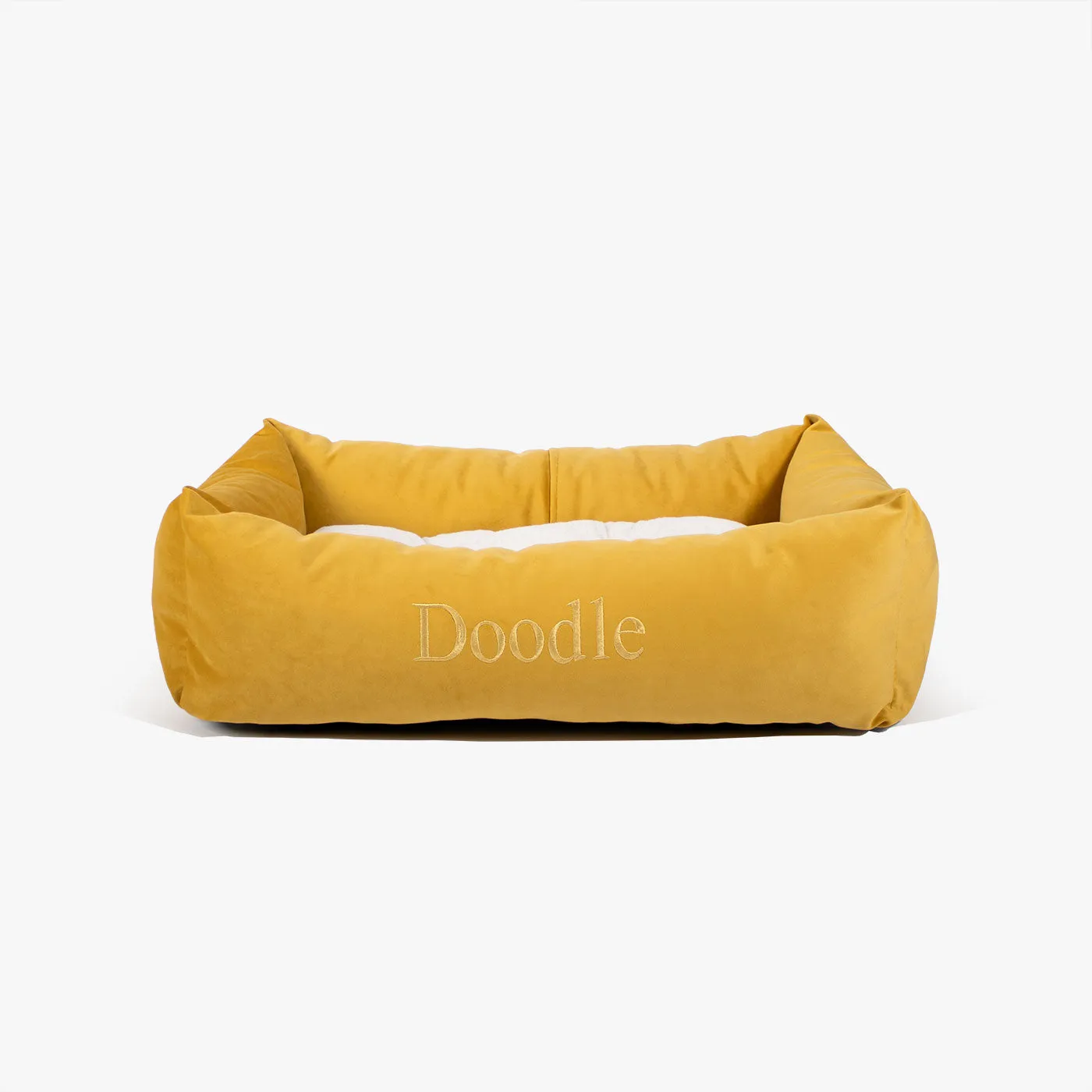 Cosy & Calming Puppy Crate Bed With Removable Covers In Saffron Velvet by Lords & Labradors