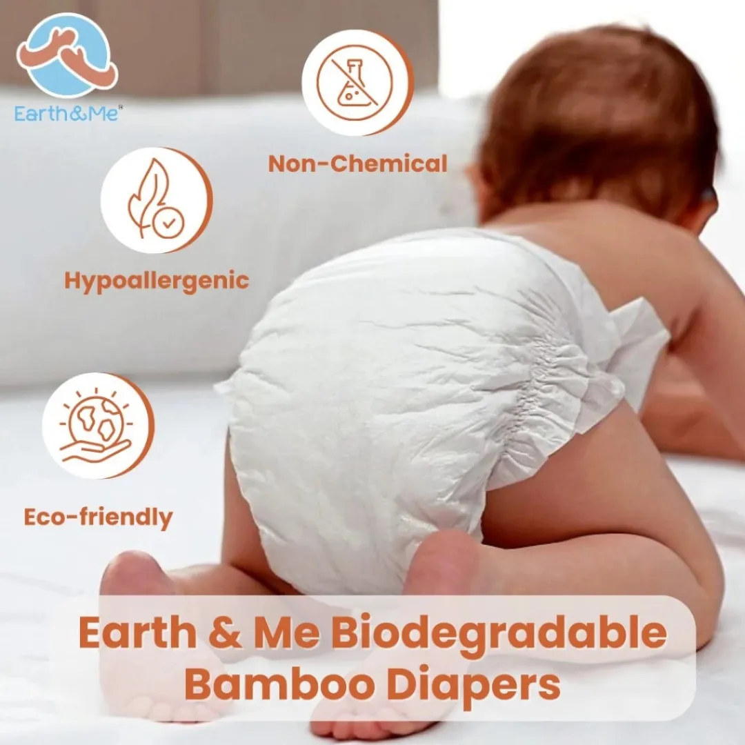 Earth & Me Biodegradable Organic Bamboo Tape Diapers