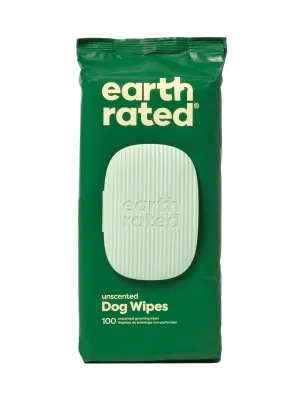 Earth Rated Plant-Based Dog Grooming Wipes (100 Wipes (1 Pack), Unscented)