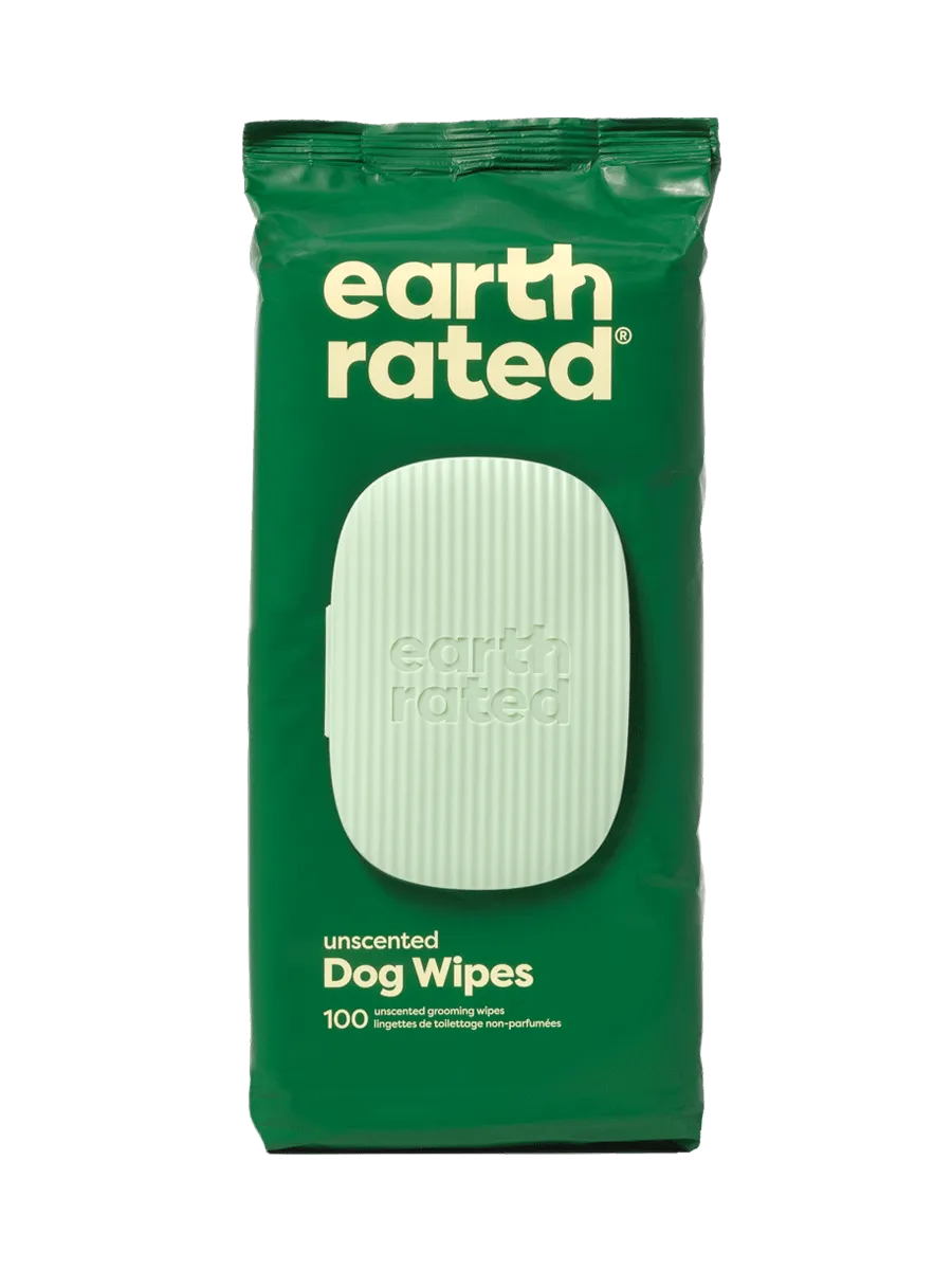 Earth Rated USDA Certified Biobased Unscented Grooming Wipes for Dogs and Cats