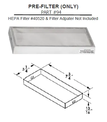 Excel Dryer XLERATOR® 94 HEPA Pre-Filter (Replacement Only)