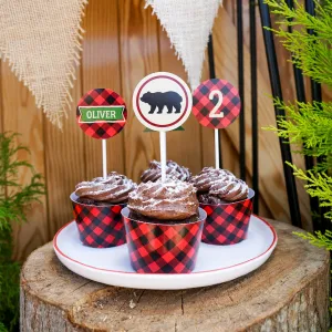 Little Lumberjack Party Cupcake Wrappers and Toppers | Woodland Forest Fun