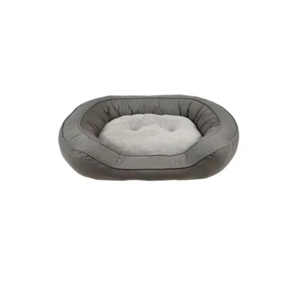 Medium Grey Suede & Micro Sherpa Dog Bed 51x68.5x15cm