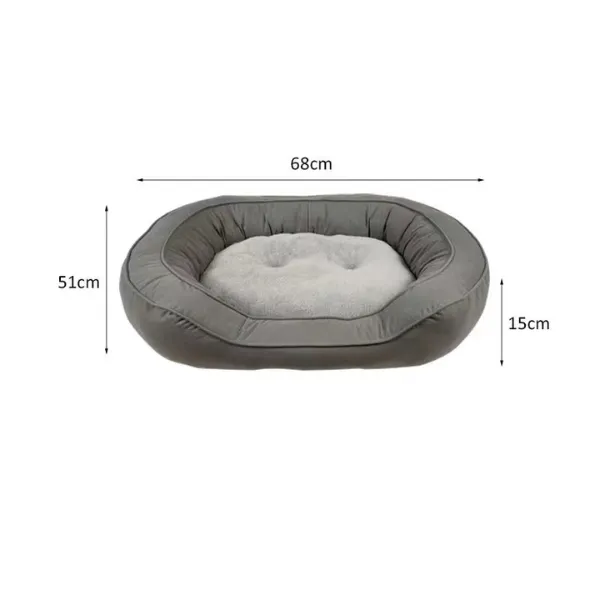 Medium Grey Suede & Micro Sherpa Dog Bed 51x68.5x15cm