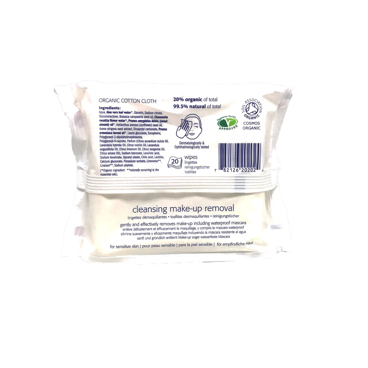 Natracare Wipes Organic Make-Up Removal 20 Wipes