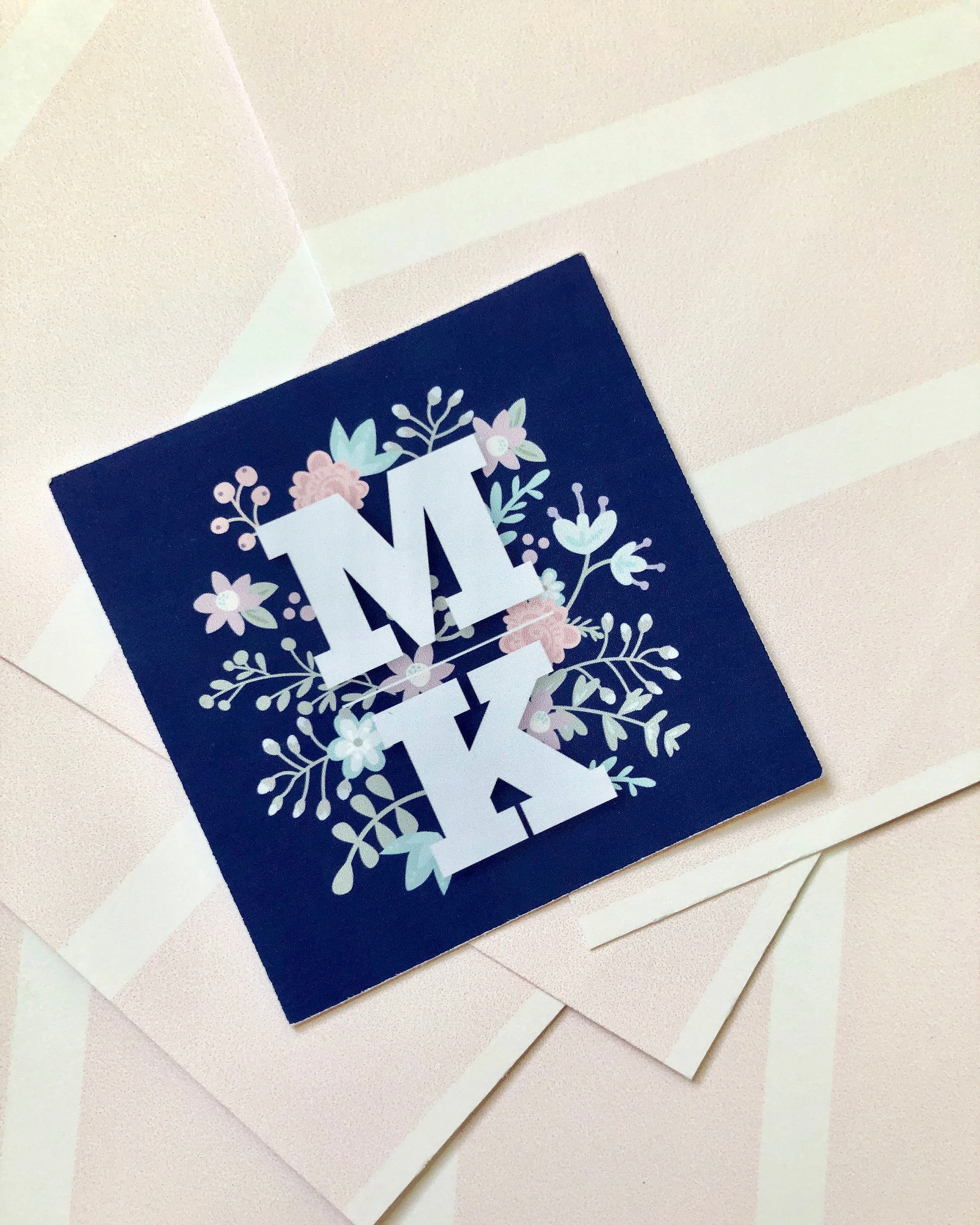 Navy Bouquet Monogrammed Sticker