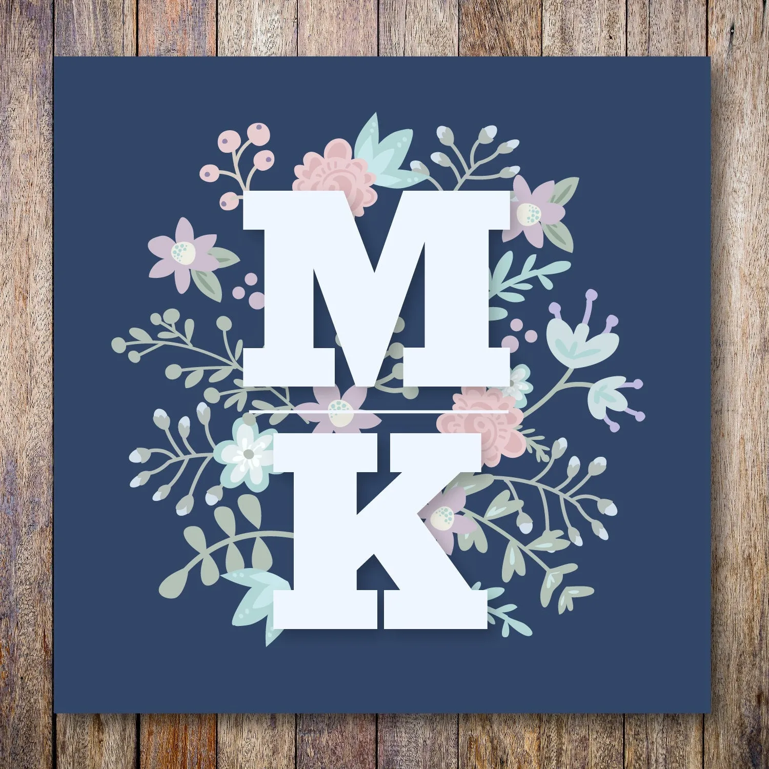 Navy Bouquet Monogrammed Sticker