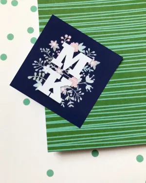 Navy Bouquet Monogrammed Sticker