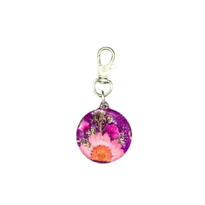 Pet ID Tags: Round Floral Tag in Purple Resin