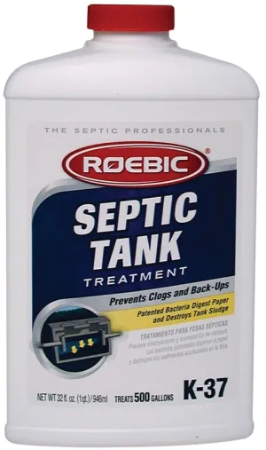 Roebic K-37 Septic System Treatment, Liquid, Straw, Earthy, Slightly Hazy, 1 qt, Bottle :EA: QUANTITY: 1