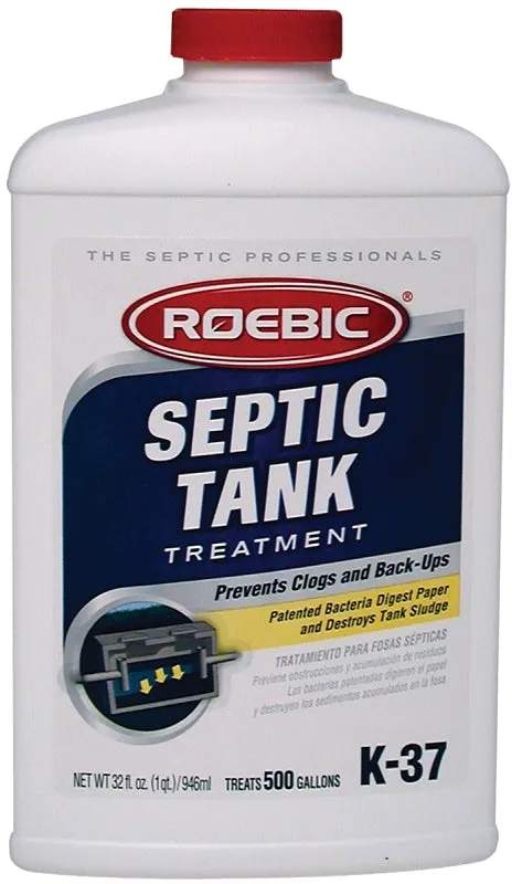 Roebic K-37 Septic System Treatment, Liquid, Straw, Earthy, Slightly Hazy, 1 qt, Bottle :EA: QUANTITY: 1