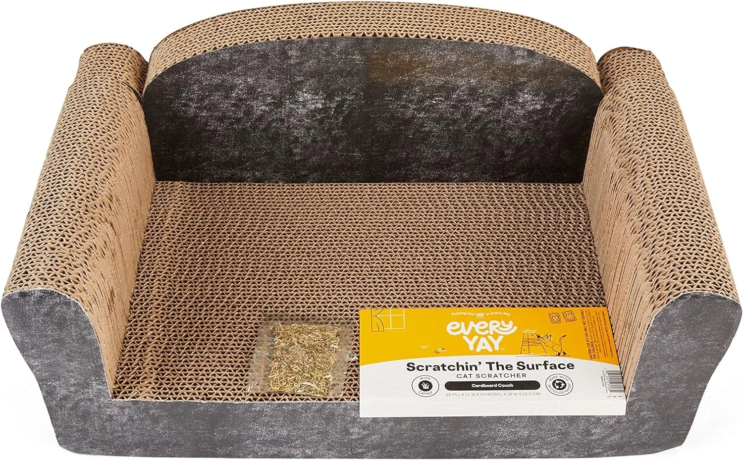 Surface Cardboard Couch Cat Scratcher, 19.75" L X 11" W X 9" H