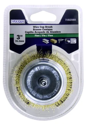 Vulcan 321311OR Wire Cup Brush, 3 in Dia, 1/4 in Quick Change Shank in Arbor/Shank :CD: QUANTITY: 1