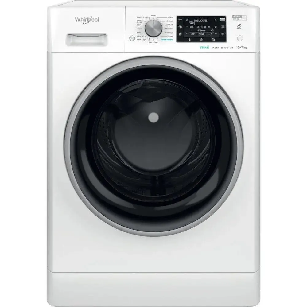 Whirlpool FFWDD1074269BSVUK 10kg/7kg Washer Dryer, 1400 rpm, 60cm Wide - White