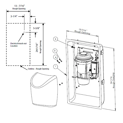 WORLD DRYER® KKR-973 SMARTdri® K-Series RECESS KIT - Brushed (Satin) Stainless Steel (HAND DRYER NOT INCLUDED)